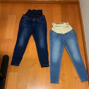 a:glow Women's Maternity Jeans - Dark Blue and Light Blue